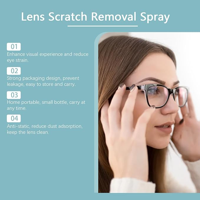 Eyeglass Scratch Remover Spray, Lens Scratch Repair & Cleaner Kit, Glasses Scratch Remover for Lenses, Restores Clarity and Prevents Scratches (1Pcs)