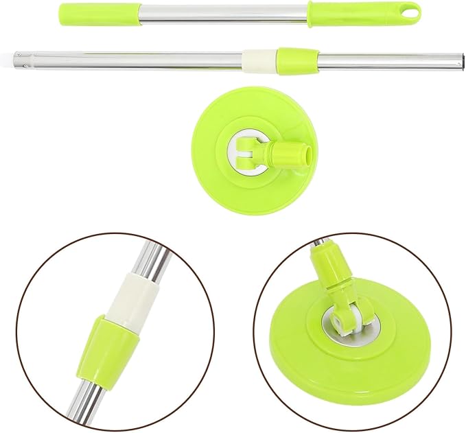 Rotating Stainless Steel Mop Handle Replacement Compatible with Spin Mop Detachable Extendable Pole for Hardwood Tile and Vinyl Floor Cleaning Heavy Duty Accessory