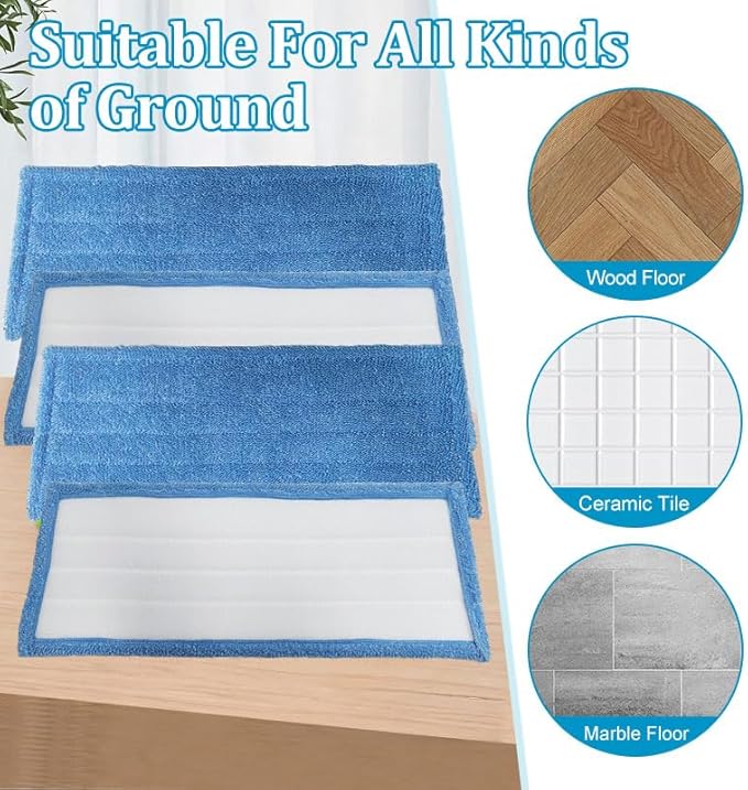 5 Pack Mop Pads Compatible with Rejuvenate Click N Clean Spray Reusable Microfiber Pads Replacement for Rejuvenate Microfiber Washable Mop Refill for Floor Cleaning (5-Pack)