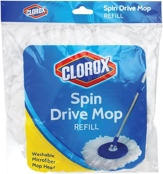 Clorox Spin Dry Mop Machine-Washable Refill Head, One Refill, White