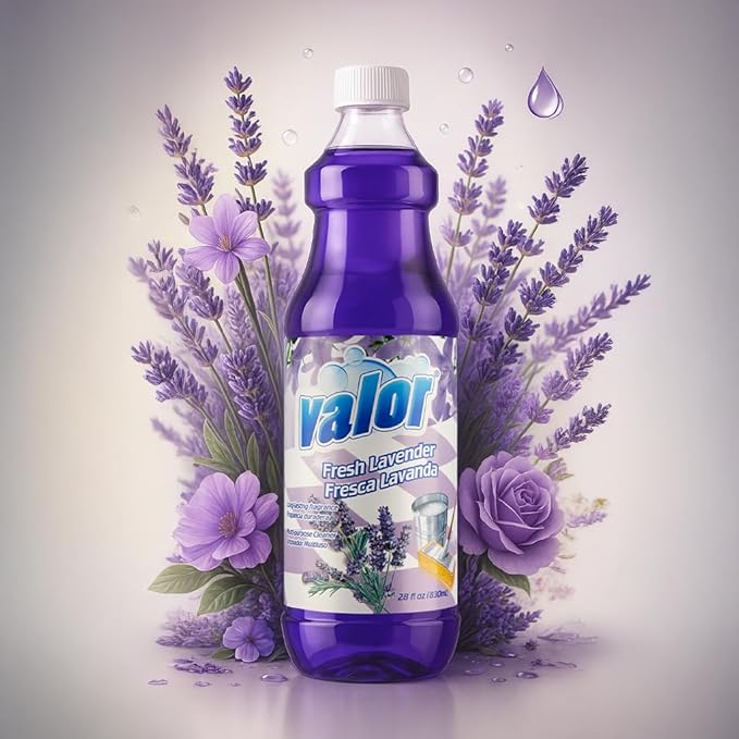 Valor Multi-Purpose Cleaner, 28 fl oz – Powerful Multi-Surface Cleaning, Streak-Free Shine, Biodegradable Formula, Made in USA (28 Fl Oz (Pack of 3), Lavender)