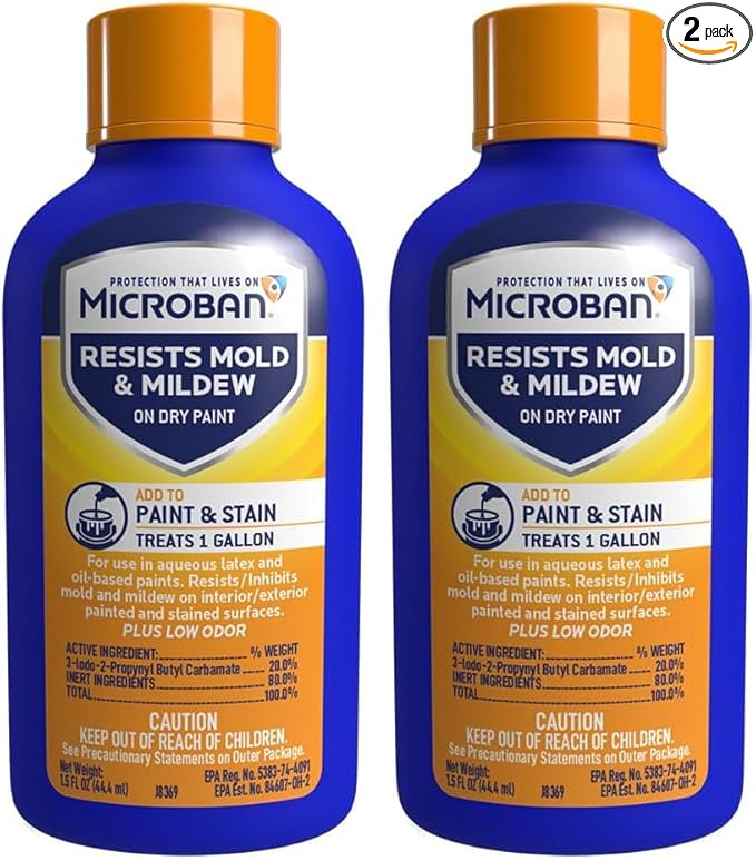 MICROBAN 1.5 oz. Fungicidal Paint Additive – Resists Mold & Mildew (Pack of 2)