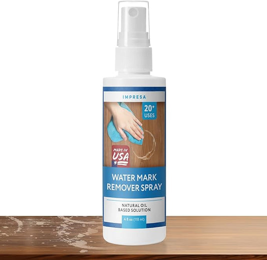 Impresa Wood Water Mark Remover Spray - Water Ring Removal & Wood Floor Cleaner - Concentrated Oil Formula & Furniture Polish - 4 fl oz, Pack of 1
