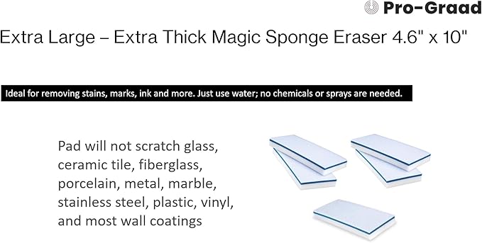 4610 Eraser Pads - 50 Pack 4.5" x 10" x 1" Commercial Grade Melamine Sponges for Floor, Tile, Grout, Baseboard, Walls-Durable & Versatile Cleaning - Pack of 50