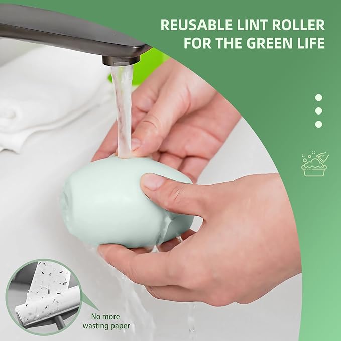 2 Pack Reusable Lint Roller Portable Mini Lint Remover Cat Pet Hair Rollers Travel Size Sticky Cleaner Dog Hair Remover for Clothes Washable Gel Lint Roller Ball