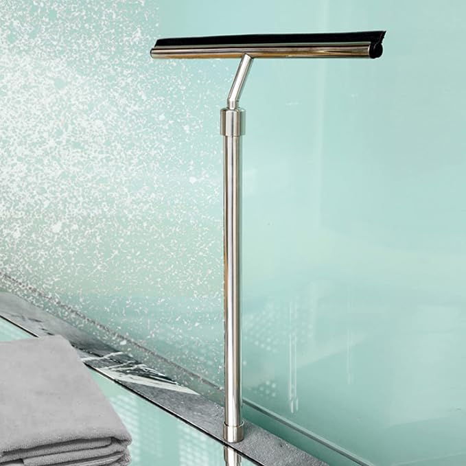 Kitchen Glass Cleaner, Adjustable Glass Wiper, Bathroom Mirror Brush, Stainless Steel Glass Wiper, Extendable Handle Stainless Steel Window Glass Cleaner Wiper Bathroom Mirror Brush