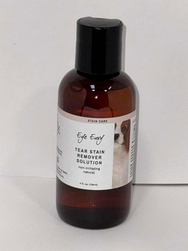 Eye Envy Tear Stain Remover Solution for Dogs. 100% Natural, Safe. Treats The Cause of Stains. Recommended by AKC Breeders, Vets, Handlers, Groomers. Contains Colloidal Silver. 4 oz. Made in USA