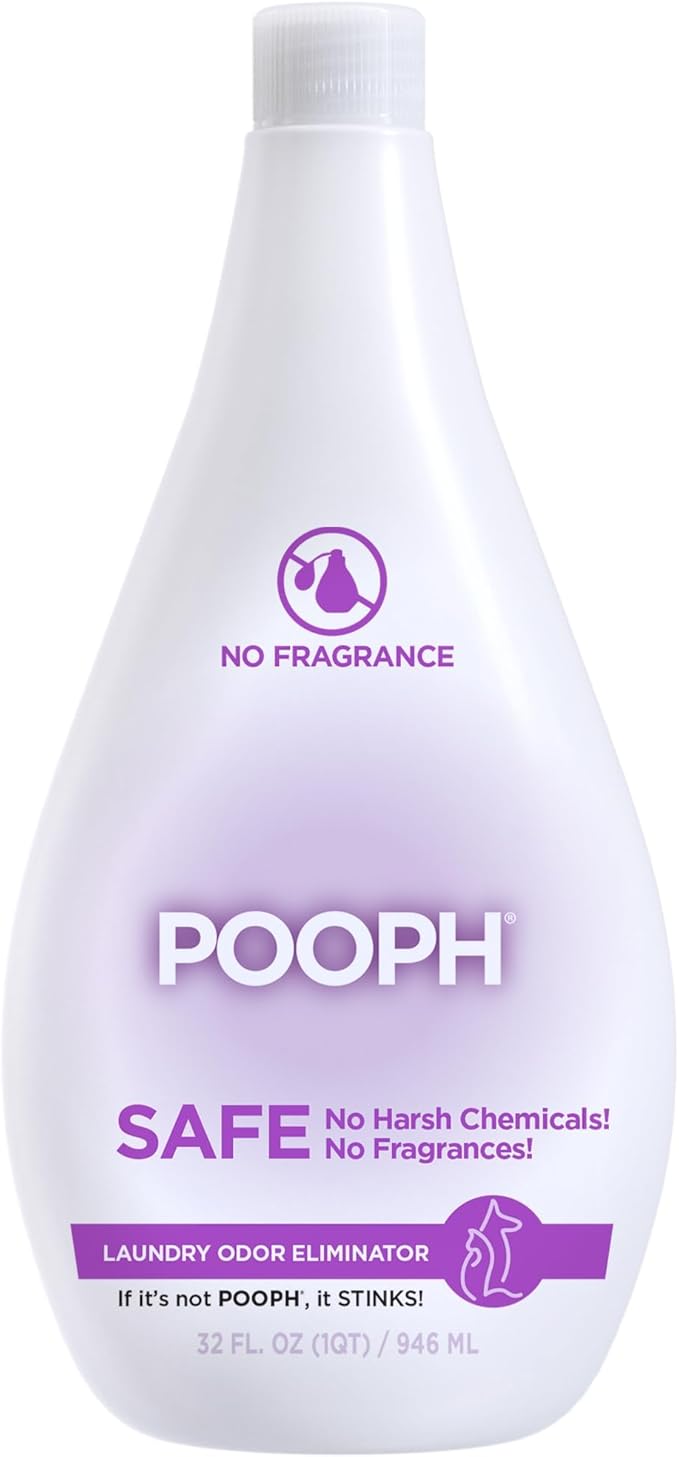 POOPH® Laundry – 32oz Bottle (16 Loads) – Eliminates The Toughest Odors in Washables in a ONE Wash –with NO FRAGRANCES.Just Add 2oz with Laundry Detergent – NO Harsh Chemicals, Safe for People & Pets