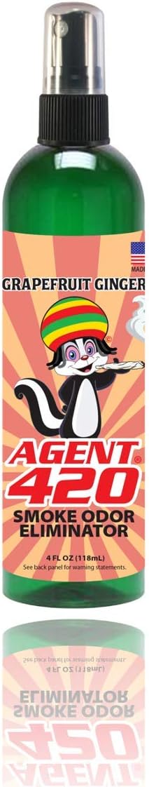 Agent 420 Odor Eliminator Spray, Grapefruit Ginger, 4 oz — Tea Tree Oil Breaks Down Smoke at the Molecular Level