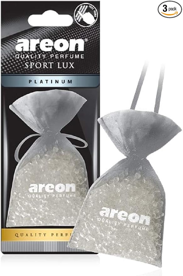 AREON Pearls Lux I Car & Home Air Freshener I Quality Perfume I Platinum (Pack of 3)