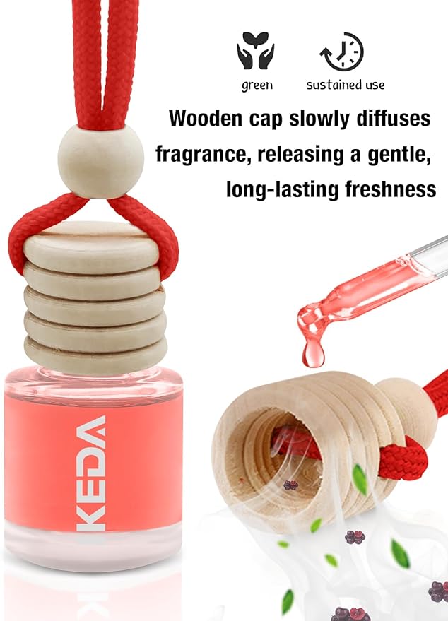 Ikeda Car Air Freshener: Hanging Car Smell Air Freshener | 10ml Hanging Car Perfume | Long Lasting Fragrance | Strong Scents Diffuser for Auto Home (Cherry|Circular)
