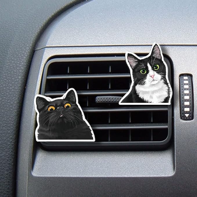 WIRESTER Set of 2 Fresh Scented Car Air Freshener Vent Clip, Decorative Accessories, Interior Decoration for Cars (Cat, Dog, Frog, Cow, Owl, Turtle, Sunflower, Baseball)
