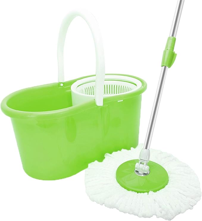 Mopping, BLL-19A 360° Microfiber Spin Mop with Bucket and Dual Mop Heads Self Wringing Spinning Mop Telescoping Handle Easy Universal for all venues Floor Floor Cleaning System for Home Kitchen Office