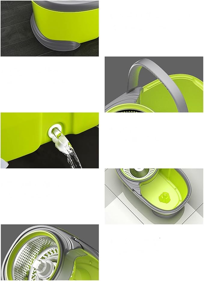 Spin Mop and Bucket Set Spin Mop Bucket with Wringer Set, Stainless Steel Adjustable Handle, for Home Kitchen Floor Cleaning Microfiber Spin Mop