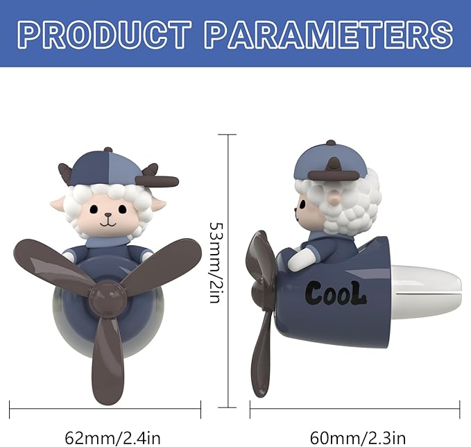 Pilot Car Air Freshener, Cute Pig Car Vent Clip Air Freshener with 4 Fragrant Tablets Automotive Air Outlet Fan Diffuser, Automotive Interiors Vent Decoration (Pilot Pig)