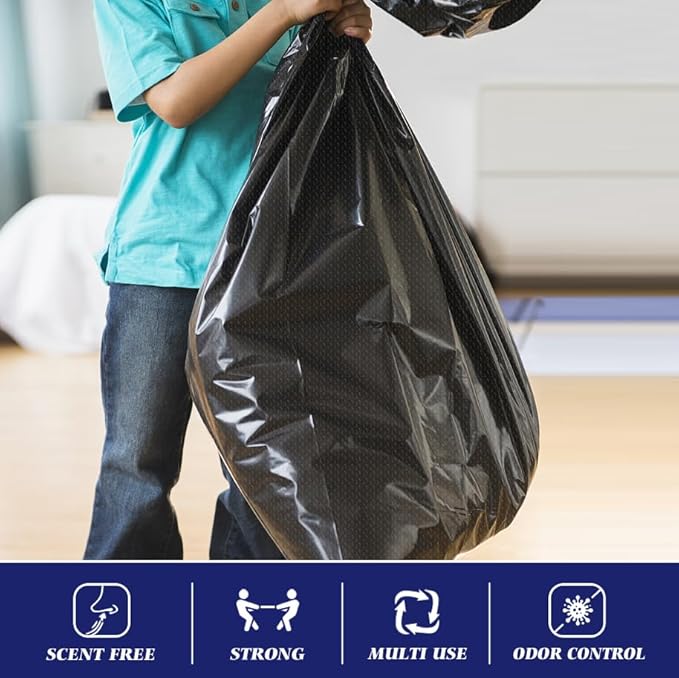 30-33 Gallon 100 Counts Large Trash Bags w/Ties Black Garbage Bags, Large Trash Can Liners for Home,Kitchen,Office,All Purpose Light Residential or Commercial Waste,Outdoor Lawn and Leaf Bags