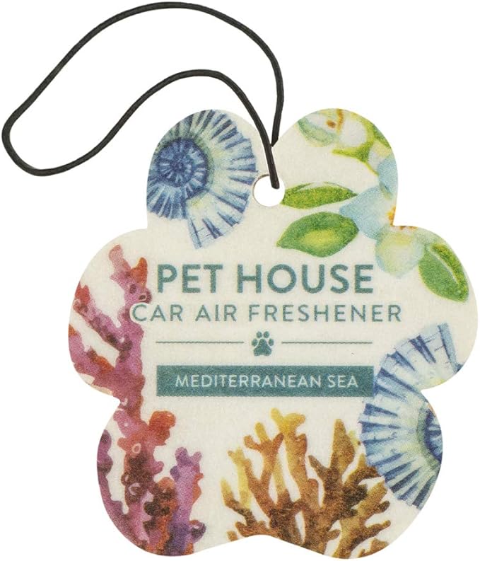 One Fur All Pet House Car Air Freshener - Mediterranean Sea Pack of 4 - Non-toxic Car Air Freshener - Pet-Friendly Air Freshener For Small Spaces & Car - Hanging Odor Eliminating Air Freshener