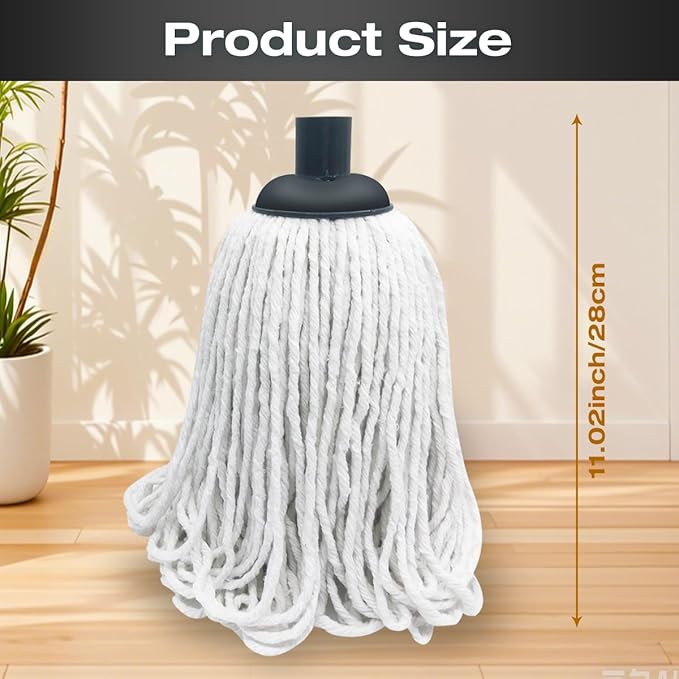 2 PCS Cotton String Screw on Mop Replacement Head Compatible with O-Cedar as Well All Standard US Threading Pole (Acme 3/4 inch Thread) and 1 PCS O-Cedar Spin Mop Four-Section Handle