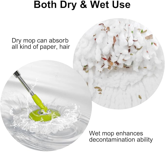 9 Pack Spin Mop Head Replacement Compatible with Hurricane, 6.3" Washable Microfiber Spin Mop Refills for Home Floor Surface Cleaning, 3 pcs White + 3 pcs Green +3 pcs Blue