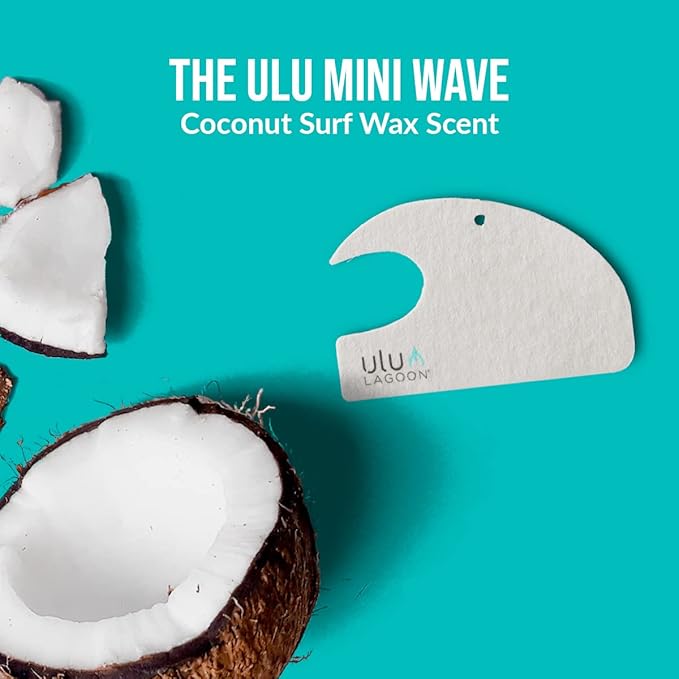 ulu Lagoon Hanging Car Air Freshener | Tropical Beach Coconut Surf Wax Scent Mini Wave | Long Lasting Car Freshener, Closet and Beyond | Made In USA | 3 Pack (White)