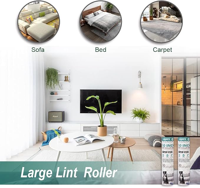 Layers 2 Pack Large Lint Roller Refill, Suitable for Most Large Rollers, mega Roller, 10 in Wide Rollers in The Market
