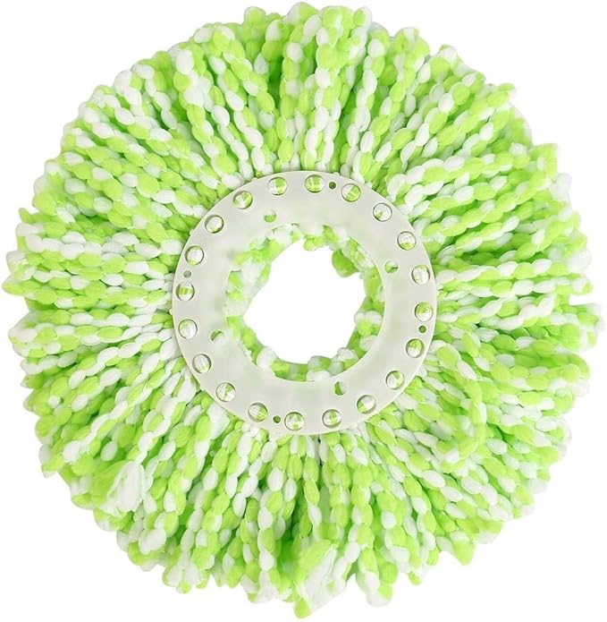 Spin Mop Head Refills Microfiber Round Spin Mop Head Replacement for Universal Spin Mop System Perfect for Home Commercial Use (Green+White)