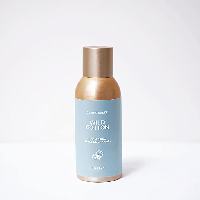 Claire Burke Wild Cotton Scent Room Spray, 3 oz - Fresh Home Fragrance & Air Freshener, Natural Scent Home Fragrance, Long Lasting Natural Air Freshener