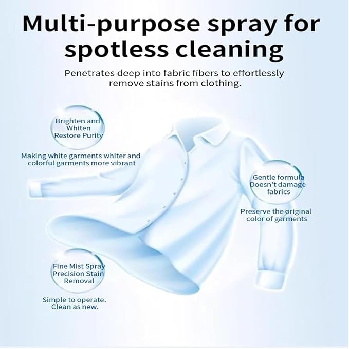 Clothing Emulsifier, Non-ionic Laundry Pre-Treatment–your Go-To Laundry Cleaner, Cleanse Natural Clothing Emulsifier, Powerful Stain Remover Clothes Dry Clean Spray,No Damage Fabric (1pcs)