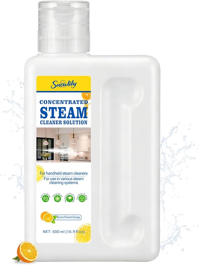 Snowlily 20X Concentrated Multi-Surface Steam Cleaning Solution for All Steam Mops & Machines – Cleans Floors, Curtains, Carpets & Fabrics, Fresh Floral Scent, 16.9 fl oz (Orange)
