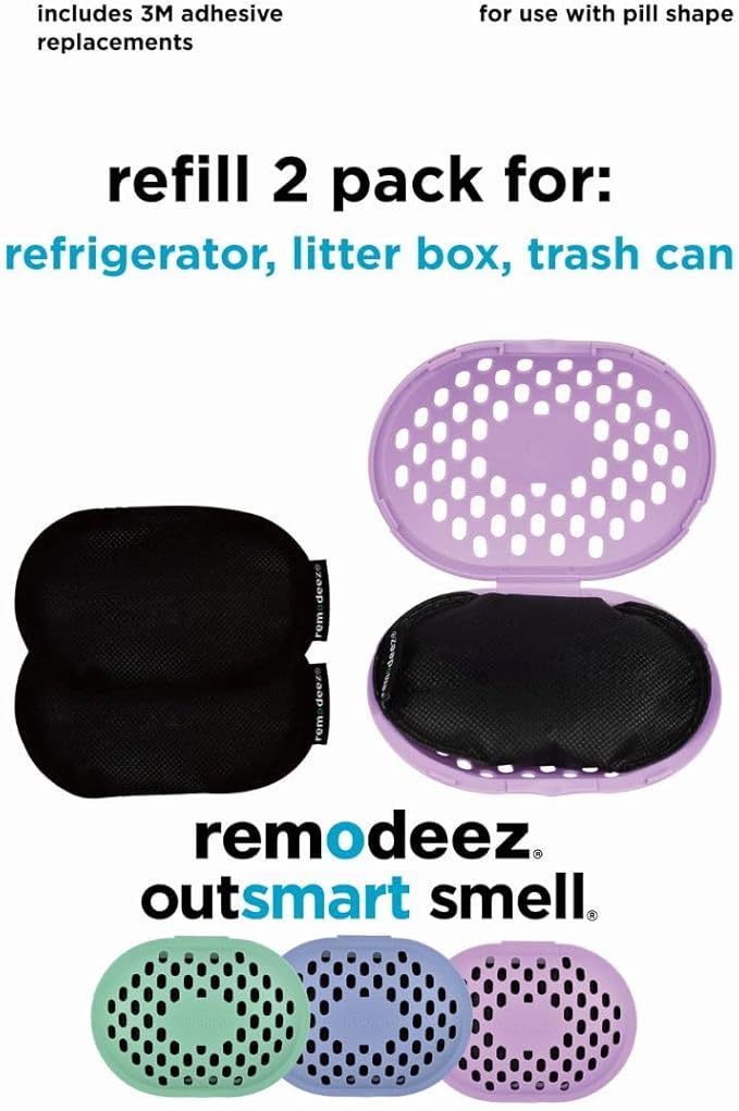 Remodeez Refill Pod for 2 Pack Trash Deodorizer and Odor Eliminator Set, Coconut, Activated Charcoal, Natural Air Fresheners, (Purple) (Refill Trash (2 Pack)