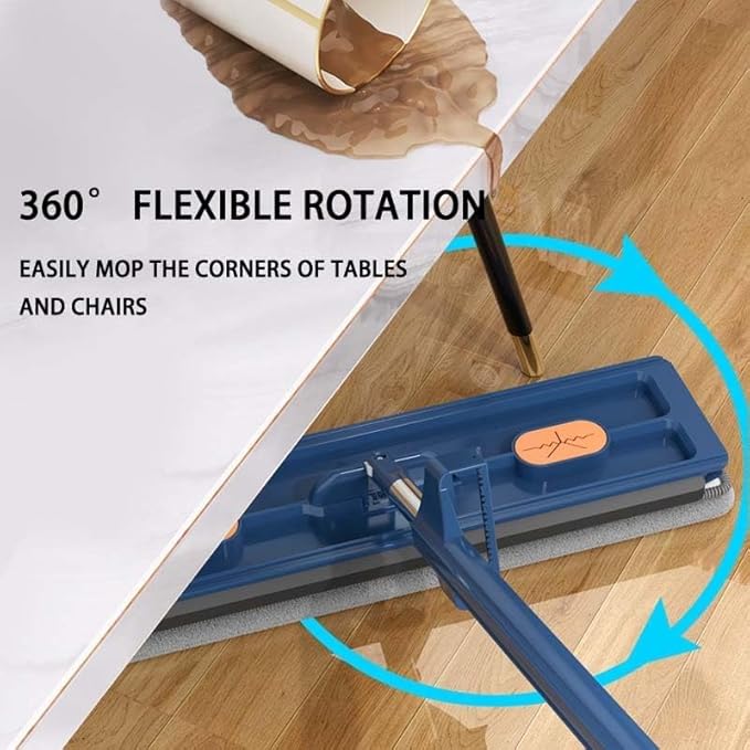 2025 New Plus Mop, 360° Rotation Plus Flat Mop Set, Wet and Dry Large Self Wringing Flat with 4/6 Washable Microfiber Pads (1pcs White+6 Microfiber)