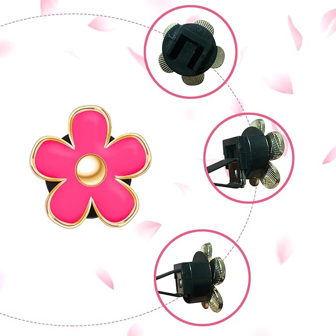Daisy Air Vent Clips, 4 Pcs Cute Flower Car Air Conditioning Outlet Clip Car Air Freshener Clip Charm Car Inter Decor Accessories for Women (Red)