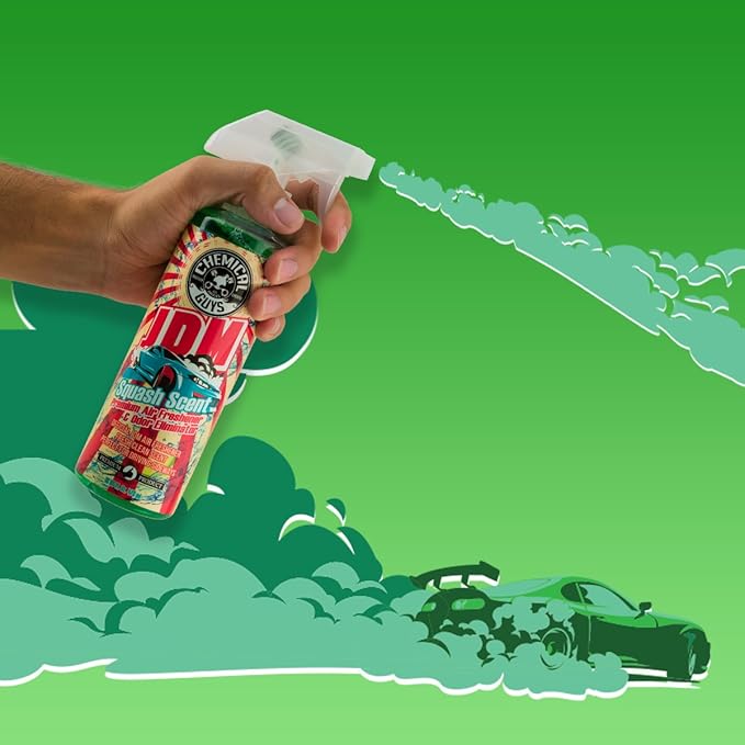 Chemical Guys AIR23504 Premium Air Freshener and Odor Eliminator, Fresh Clean Scent, Great for Cars, Trucks, SUVs, RVs & More (JDM Squash Scent) 4 fl oz