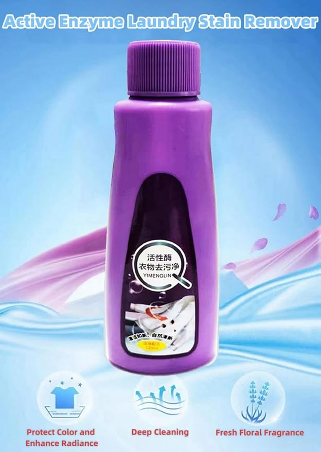 2024 New Active Enzyme Laundry Stain Remover, Enzyme Cleaner Clothing Stain Remover, Fast Remover, Widely Applicable for Enzyme Carpet Fabric Hats Pet Oil Red Wine Ink Armpit Stain Remover (A-2PCS)