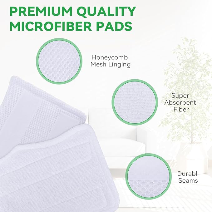 Steam Mop Pads for Shark Steam & Spray Mop S3101 S3251 SK460 SK410 S3101n2 S3250 SK435CO SK140 SK14,Washable Microfiber Cleaning Steamer Replacement Pads,White,12Pack