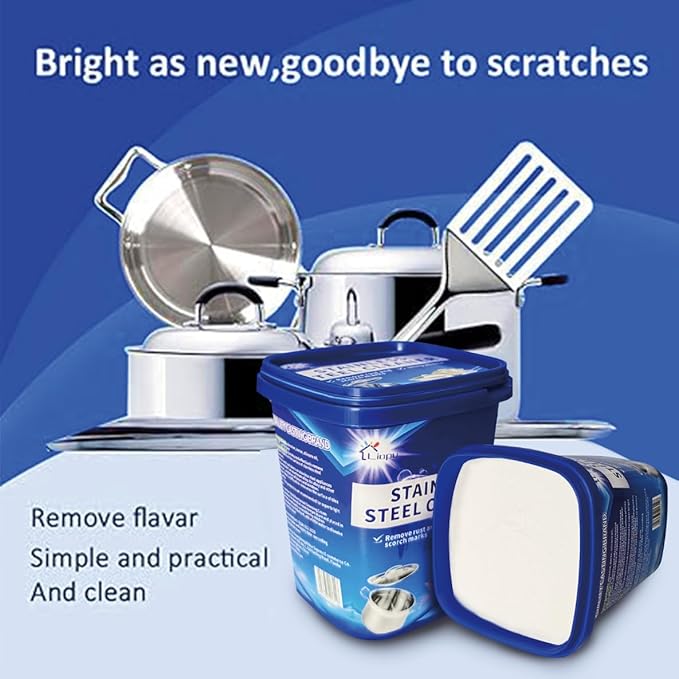 Liapu Stainless Steel Cleaner Paste – Heavy Duty Polish for Cookware, Sink, Grill, Pots & Pans – Restores Shine, Removes Rust & Stains – Safe for Kitchen & Appliances (1)