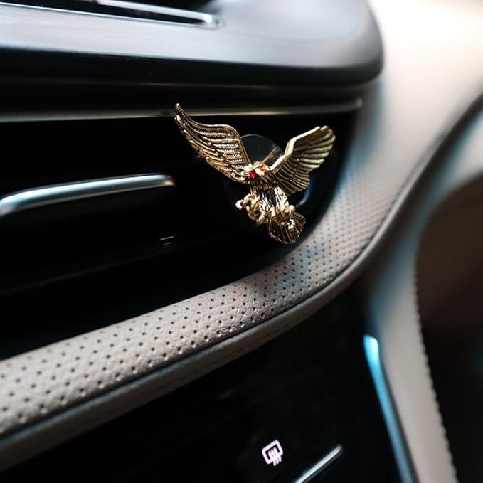Vintage Eagle Car Air Freshener Vent Clips,2pcs Alloy Golden Hawk Vent Clips Car Accessories,Refillable Car Diffuser with Felt Mads