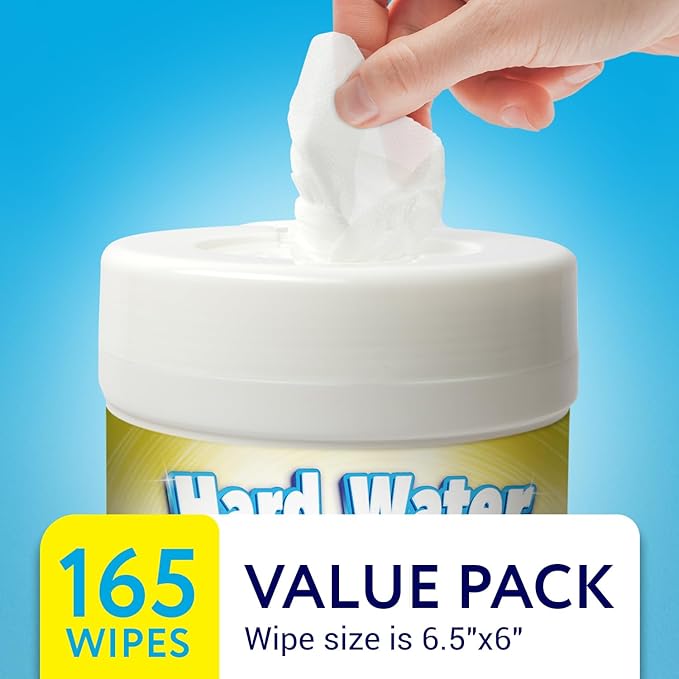 Impresa Vinegar Wipes - 165 ct - Hard Water Stain Remover Wipes for Glass, Shower & Car - Lemon Scent