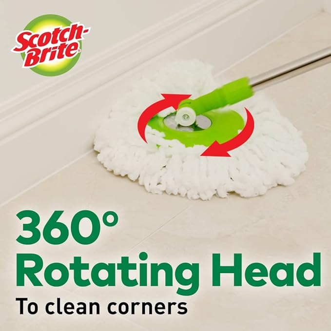 Scotch-Brite 2-in-1 Bucket Spin mop Handle, Head & Refill