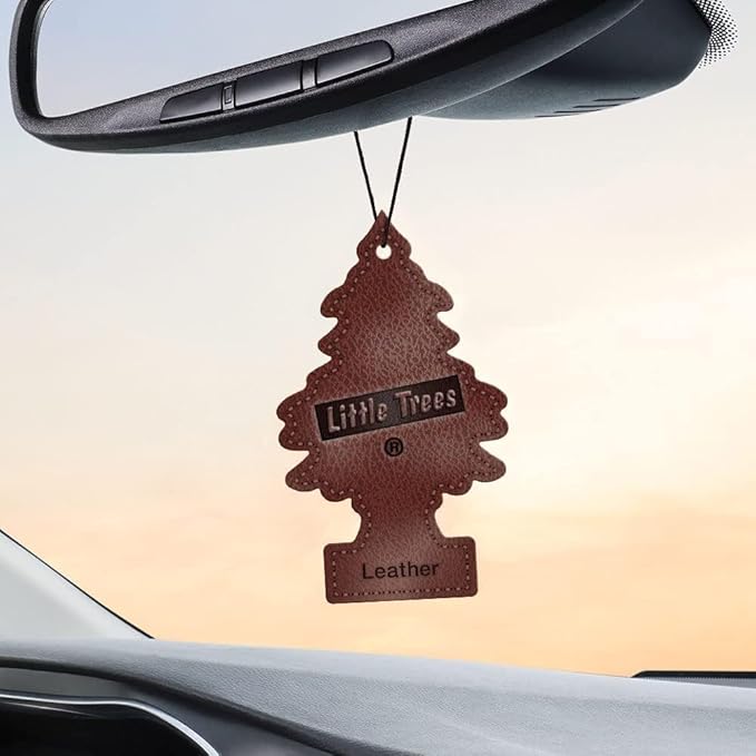 LITTLE TREES Car Air Freshener | Hanging Paper Tree for Home or Car | Leather | 3 Pack
