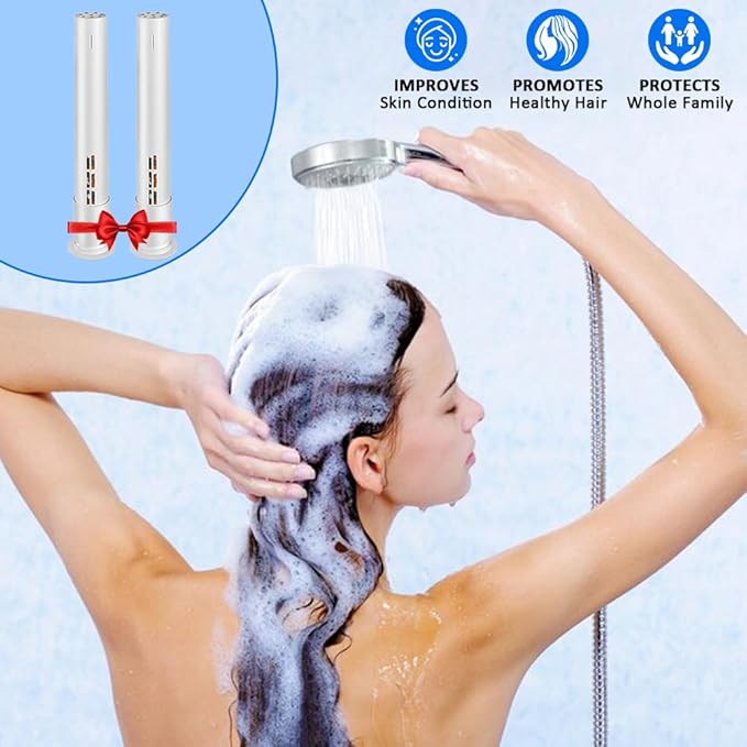 Amorix 2 Pack Shower Filter for Handheld Shower Head, Multi-stage Filter Cartridge for Hard Water, Reduce Chlorine