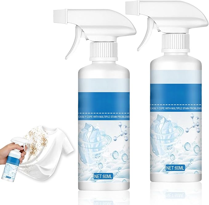 2PCS Non Ionic Clothing Emulsifier Stain Remover, Powerful Laundry Stain Remover Spray, Non Ionic Emulsifier Clothing Cleaner for Grease, Oil, Food on Clothes & Shoes (60ML)