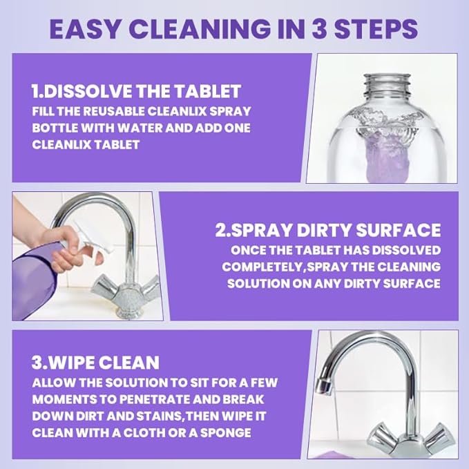 Spray Oven Cleaner & All-Purpose Cleaner, Multi-Surface Cleaning Spray with Concentrated Tablets for Grill, Kitchen, Bathroom, Home (30pcs)
