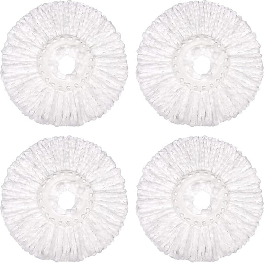 PULNDA 4 Pack Spin Mop Replacement Head for 360 Spin Mop Bucket with Wringer Set Systems, Replacement Microfiber Spin Mop Refills, Round Shape Standard Size