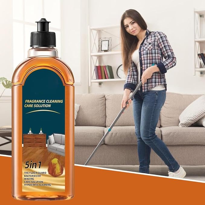 5 in 1 Floor Cleaner, Stain & Odor Remover Floor Cleaner, 2025 New Fragrance Cleaning Care Solution, Power Clean Multi-Surface Floor Cleaner for Solid Wood Floor (Brown 1pcs)