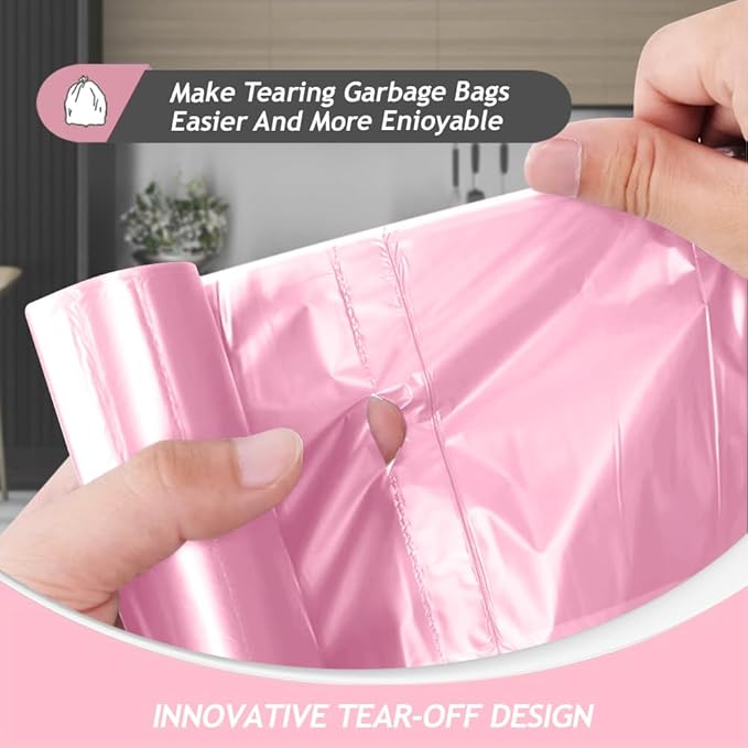10 Gallon 120 Counts Clear Colorful Medium Trash Bags Kitchen Garbage Bags by Teivio, Bathroom Trash Can Bin Liners, Plastic Bags for home office kitchen,Multicolor