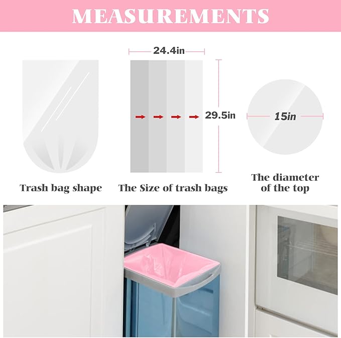 10 Gallon 120 Counts Clear Colorful Medium Trash Bags Kitchen Garbage Bags by Teivio, Bathroom Trash Can Bin Liners, Plastic Bags for home office kitchen,Multicolor