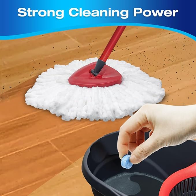 Spin Mop Cleaning kit Compatible with OCeda EasyWring Bucket System, 3 Replacement Mop Heads, 1 Handle, 1 Brush, 1 Cover, 1 Lavender Scented Cleaning Tablets(No Bucket)