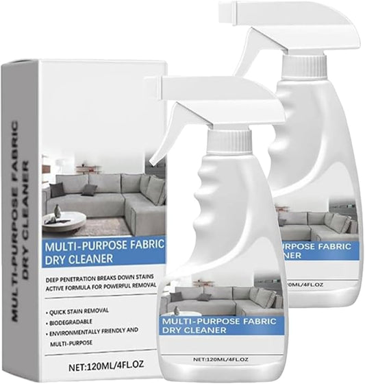 Multi-Purpose Fabric Dry Cleaner Spray, Fabric Cleaner For Furniture Upholstery Machine, Stain Remover for Furniture Upholstery & Couch, No Water No Waiting, Grease Removal for Fabrics (2Pcs)