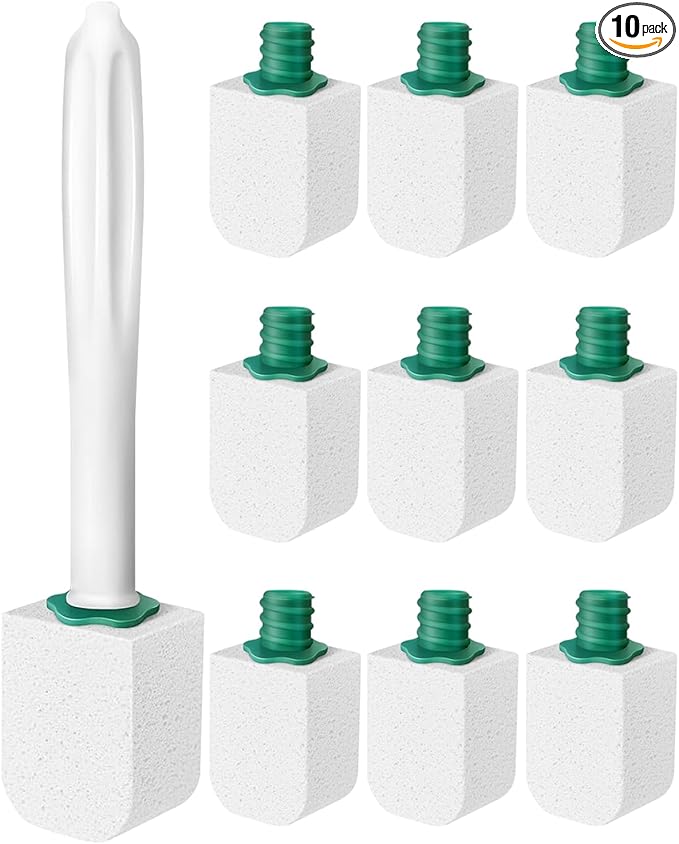 Dukars 10 Packs Pumice Stone Toilet Bowl Cleaner with Long Handle, Heavy Duty Toilet Hard Water Stain Remover,Best Toilet Bowl Cleaner (10, White)